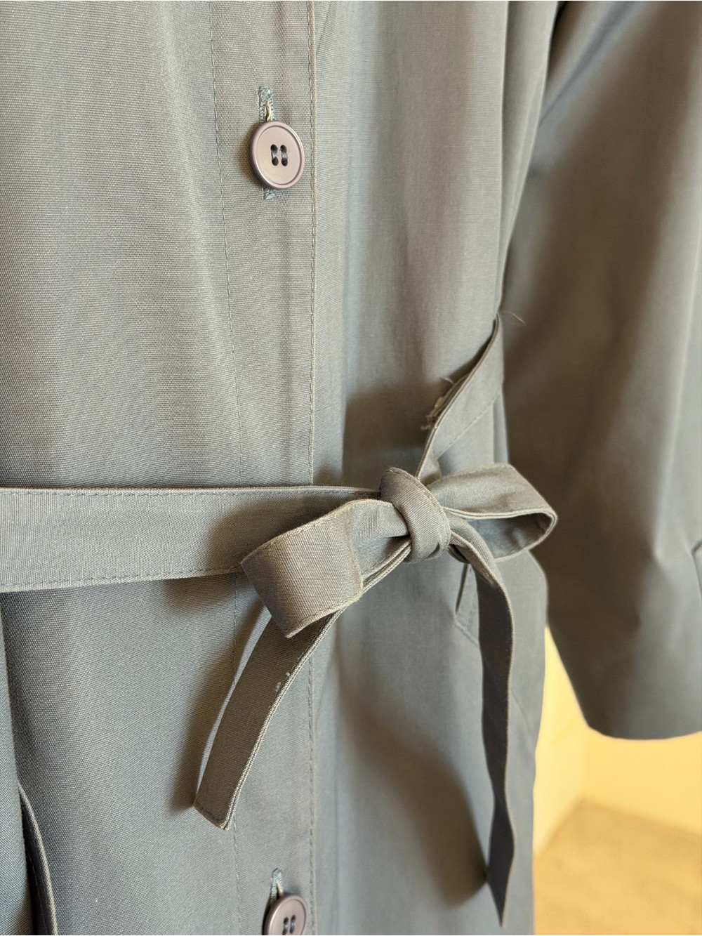 London Fog Slate Blue Long-Sleeve Belted Trench Coat - Picture 4 of 7